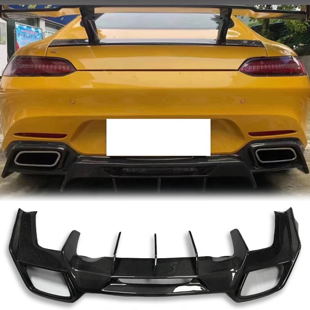 Carbon Fiber AMG GT Style Rear Diffuser Lip For Mercedes GT GTS Bumper Refit