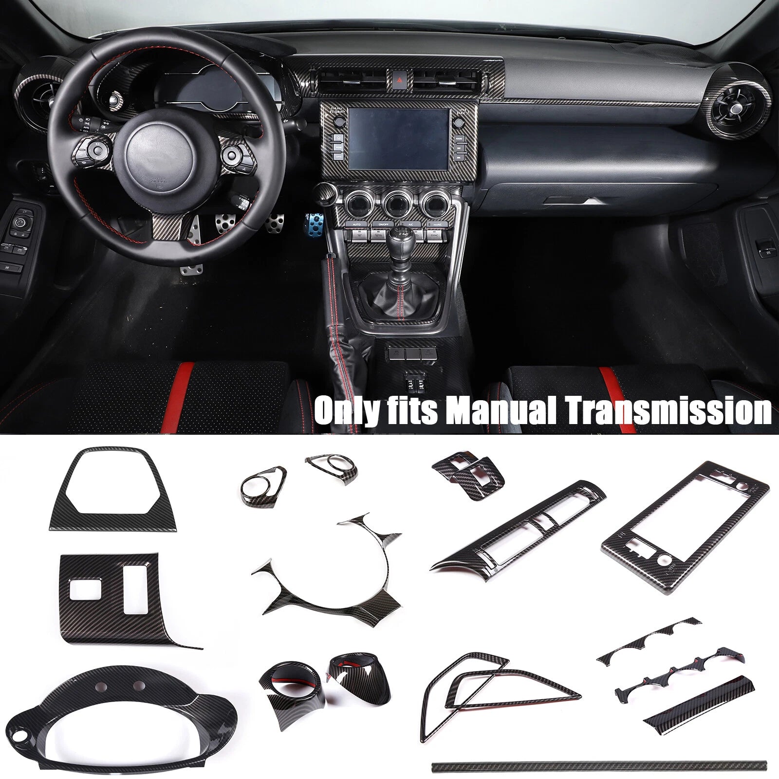 17Pcs/Set ABS Carbon Fiber Interior Trim Cover Frame Fits GR86 / BRZ 2022-2024