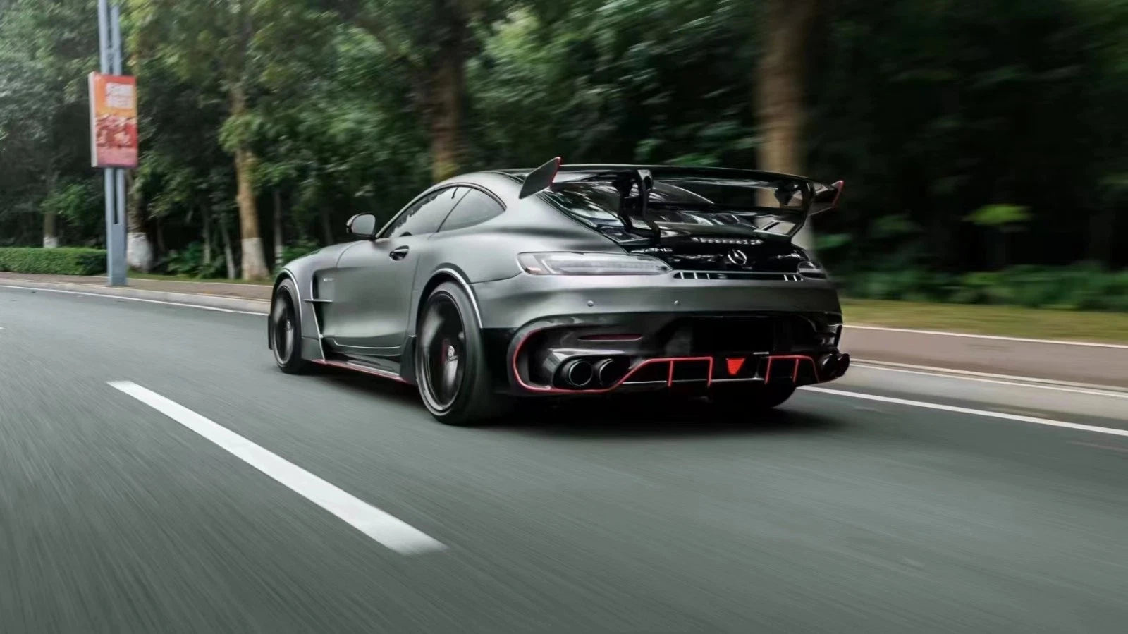 REAL CARBON FIBER REAR TRUNK SPOILER WING FOR MERCEDES BENZ AMG GT GTS BK STYLE