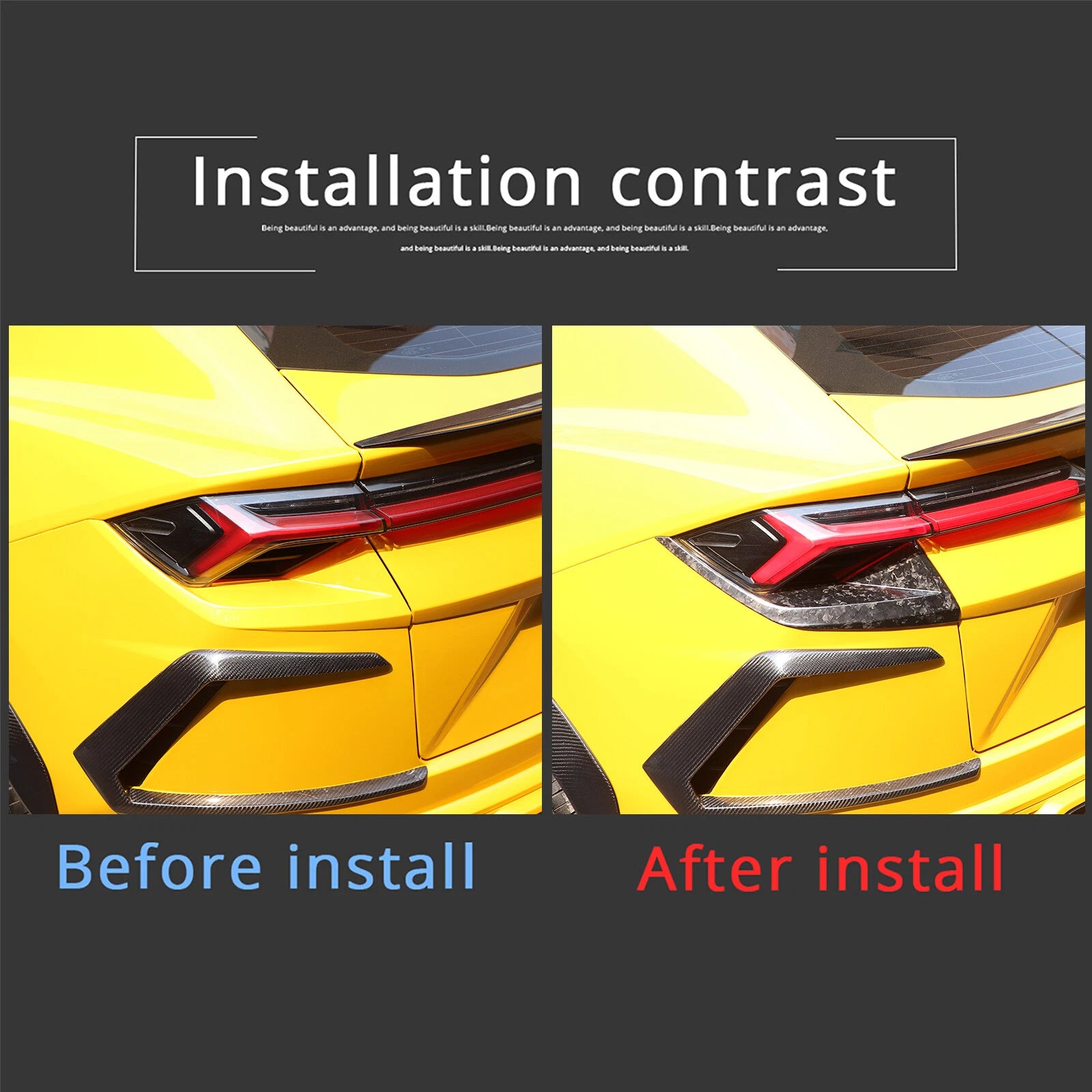 Forged Carbon Fiber Rear Tail Light Lamp Cover Trim For Lamborghni URUS 2018-23