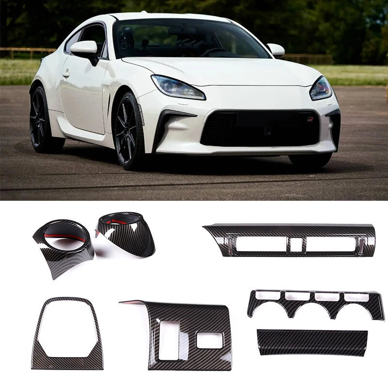 7Pcs/Set Carbon Fiber ABS Interior Dash Trim Cover Set Fits GR86 BRZ 2022-2024